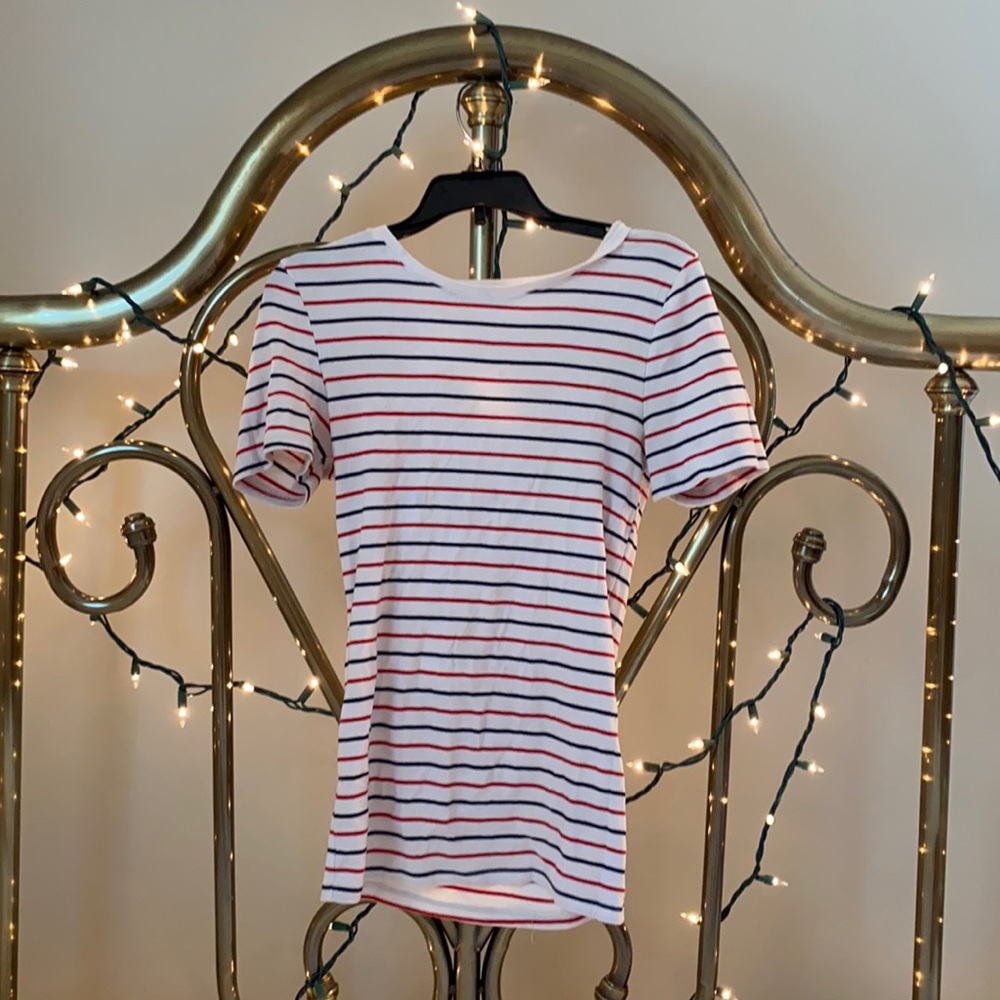 A New Day Striped Red and Blue Tee